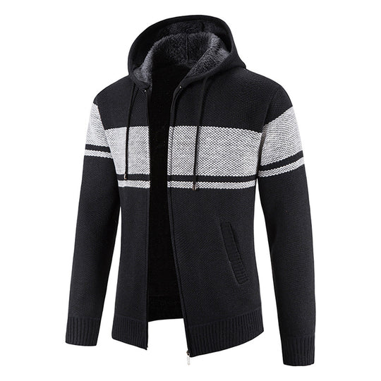 Herren Strickjacke mit Kapuze und strukturiertem Design Heidi-Mode