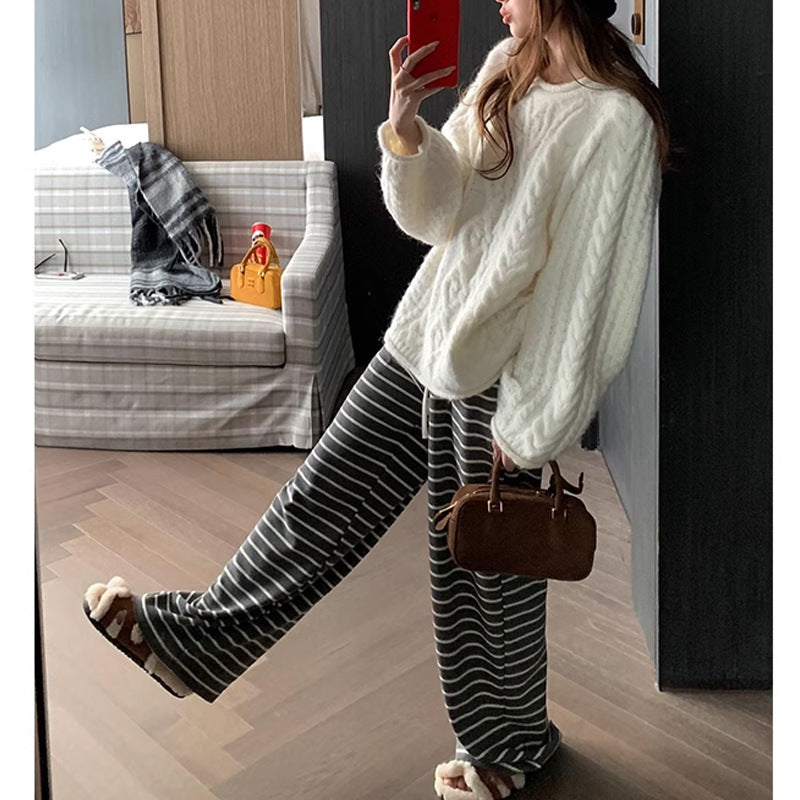 Damen Grobstrickpullover mit lässigem Schnitt und großzügigen Ärmeln Heidi-Mode