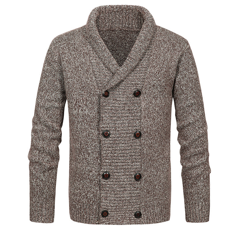 Herren hochwertige Strickjacke mit großem Revers und Knopfdetail Heidi-Mode