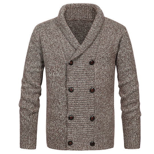 Herren hochwertige Strickjacke mit großem Revers und Knopfdetail Heidi-Mode