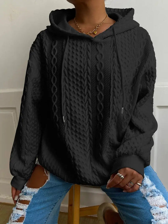 Damen Kapuzenpullover mit strukturiertem Strickmuster Heidi-Mode