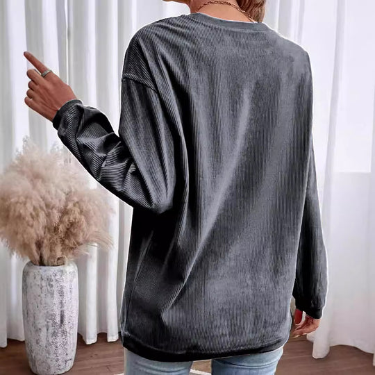 Damen Bequemer Oversized Pullover aus geripptem Material Heidi-Mode