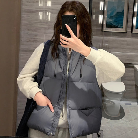 Damen Steppweste mit hohem Kragen und übergroßem Schnitt Heidi-Mode