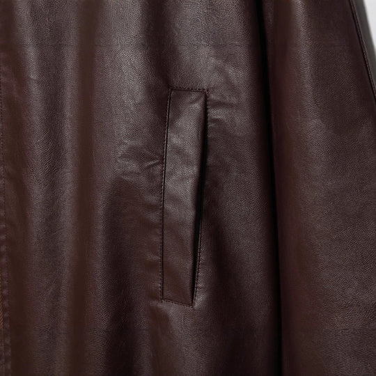 Damen modische Kunstlederjacke mit breiten Ärmeln und praktischen Taschen Heidi-Mode