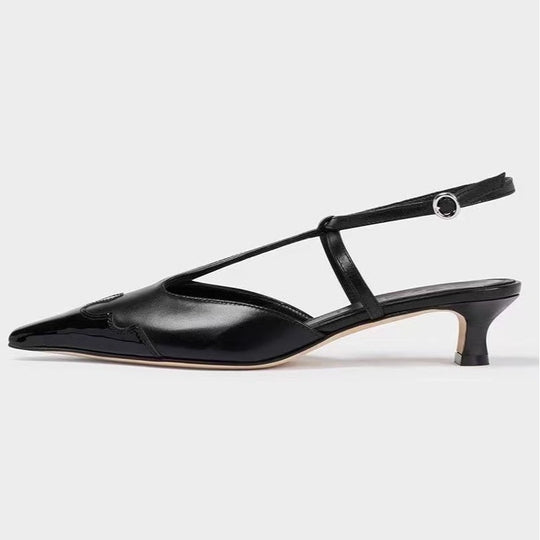 Femme Spitz-Zehen Slingback Schuhe mit künstlerischem Ausschnitt-Design Heidi-Mode
