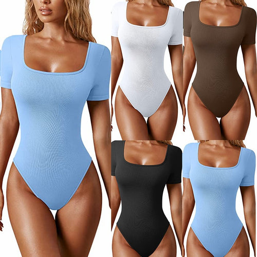 Damen Figurbetontes Oberteil mit quadratischem Ausschnitt und elastischem Material Heidi-Mode