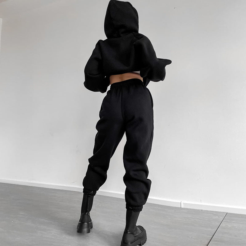 Damen Sportlicher Hoodie- und Jogginganzug mit elastischem Taillenzug Heidi-Mode