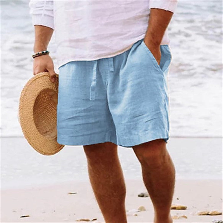 Herren luftige Leinen-Shorts mit elastischem Bund und praktischen Seitentaschen Heidi-Mode