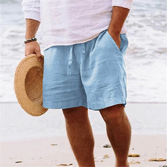Herren luftige Leinen-Shorts mit elastischem Bund und praktischen Seitentaschen Heidi-Mode