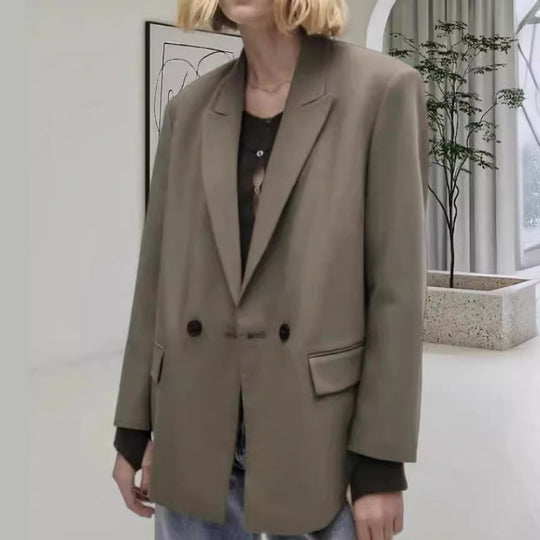 Damen Oversized Blazer mit eleganter Silhouette und dekorativen Knöpfen Heidi-Mode