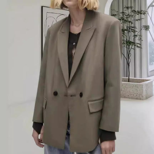 Damen Oversized Blazer mit eleganter Silhouette und dekorativen Knöpfen Heidi-Mode
