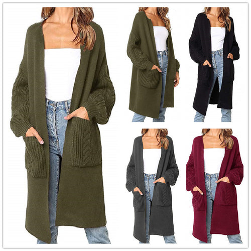 Damen gemütliche Strickjacke mit Taschen Heidi-Mode