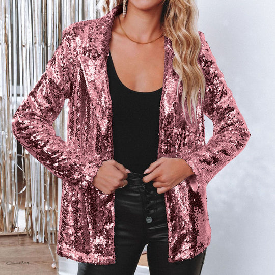 Damen Blazer mit Paillettenbesatz Heidi-Mode