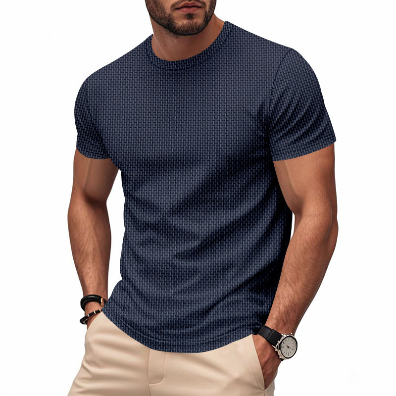 Herren Kurzarm T-Shirt mit strukturiertem Design und atmungsaktiver Baumwolle Heidi-Mode