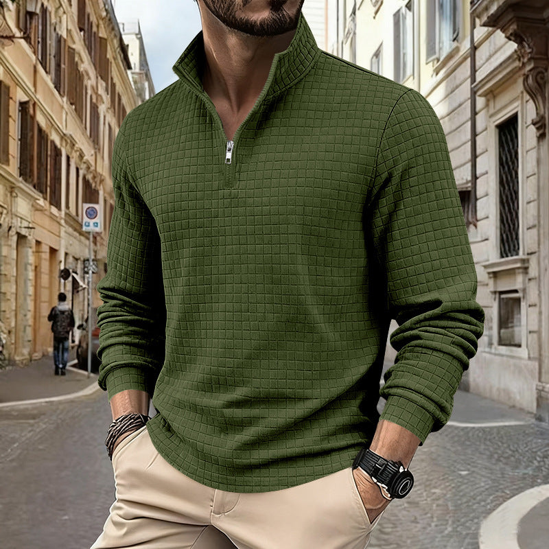 Herren funktionales Langarmshirt mit modernem Stehkragen und Reißverschluss Heidi-Mode