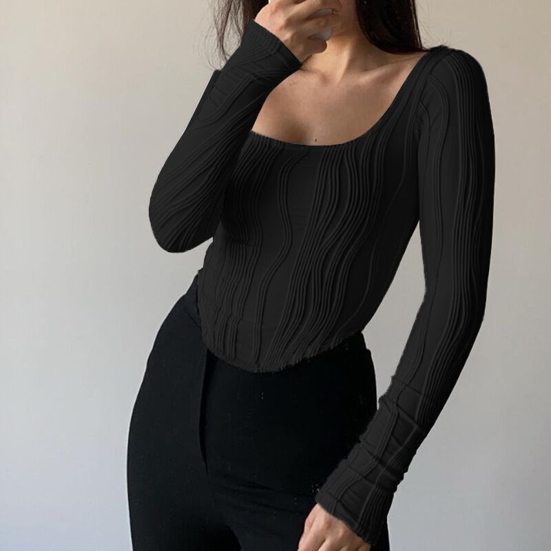 Damen Langarmshirt mit Wellenmuster Heidi-Mode