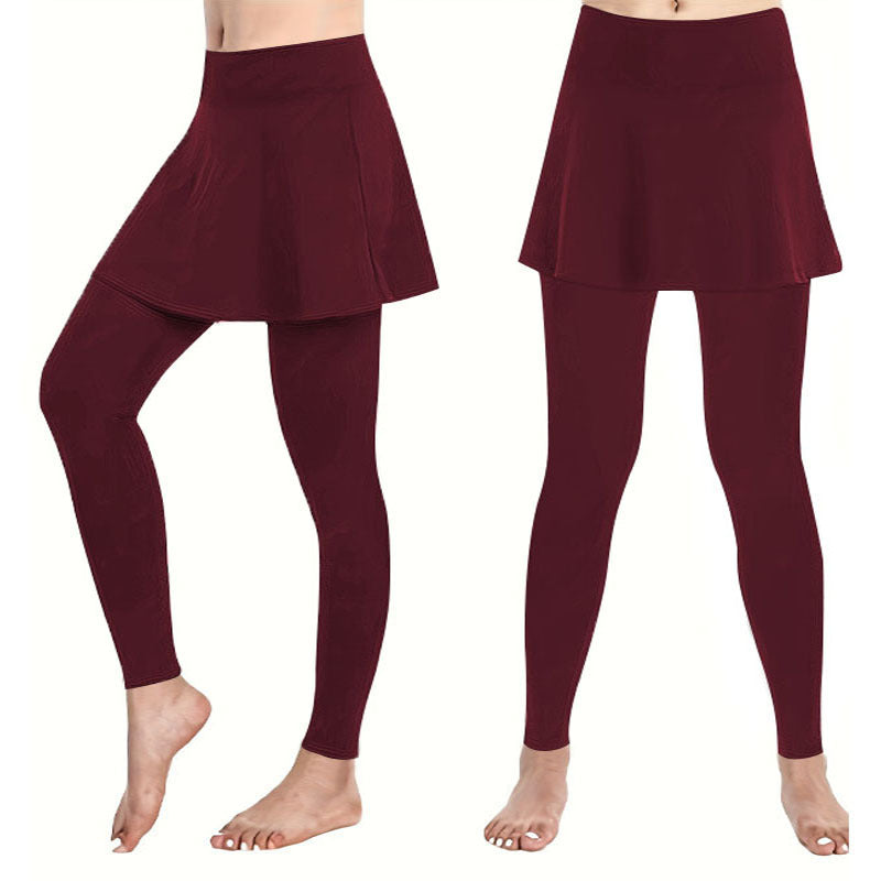 Damen Leggings mit rockähnlicher Einlage und hohem Bund Heidi-Mode