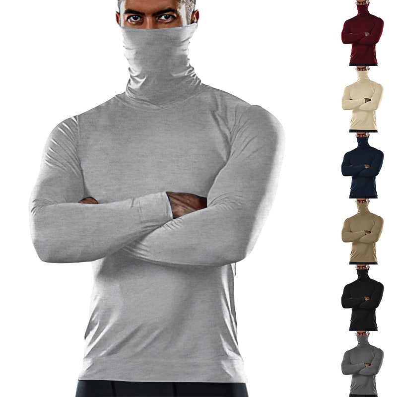 Herren funktionales Langarmshirt mit hohem Kragen und feuchtigkeitsregulierendem Material Heidi-Mode