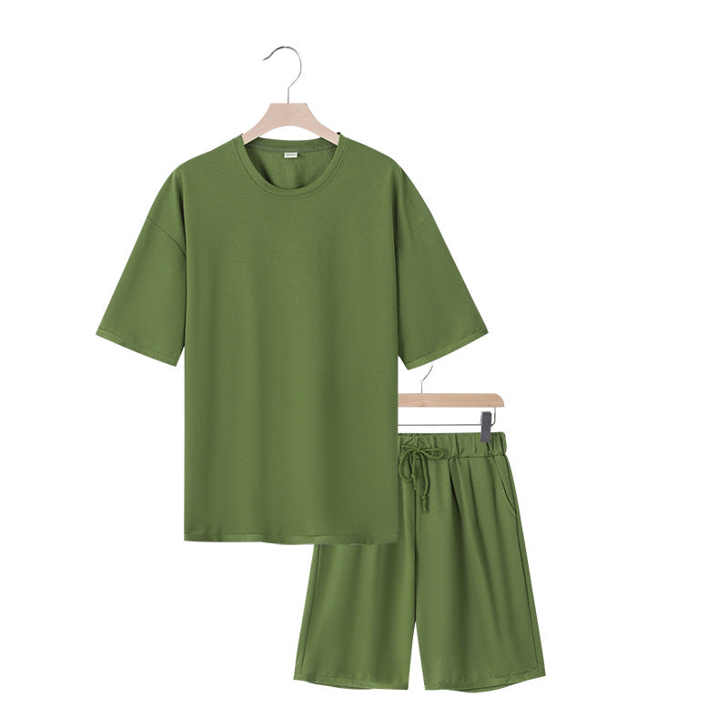 Herren Freizeit-Set mit bequemem T-Shirt und Shorts aus atmungsaktiver Baumwolle Heidi-Mode