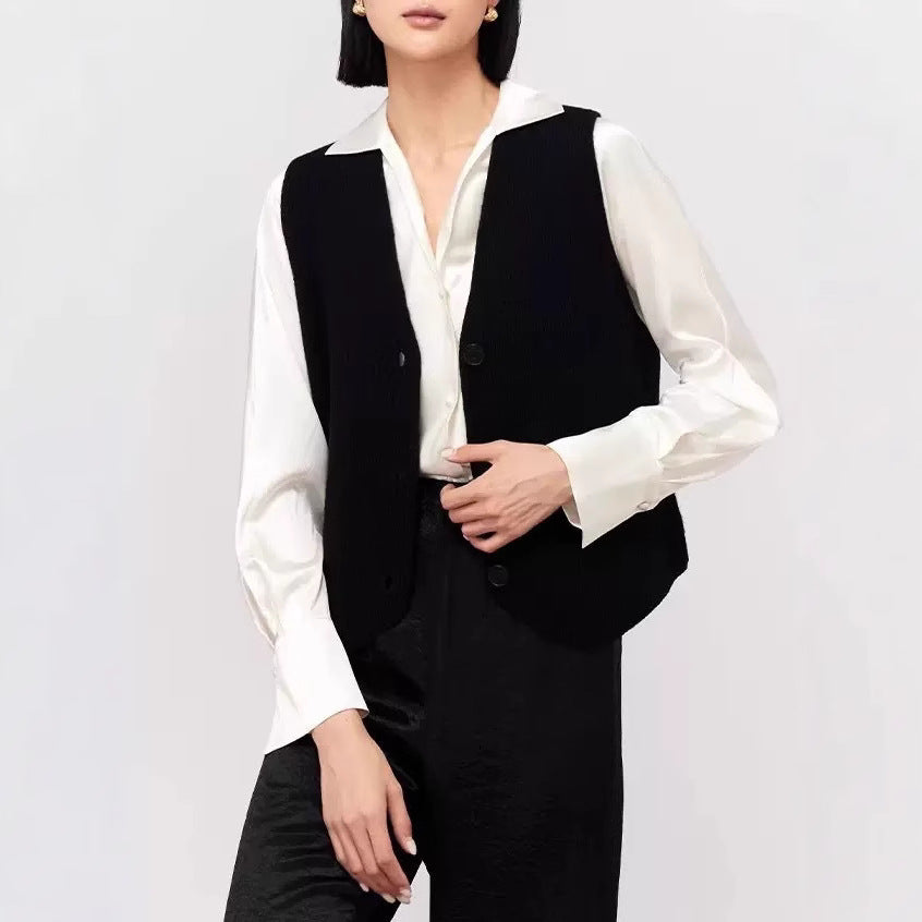 Damen Strickweste mit feiner Rippenstruktur und nachhaltiger Baumwolle Heidi-Mode