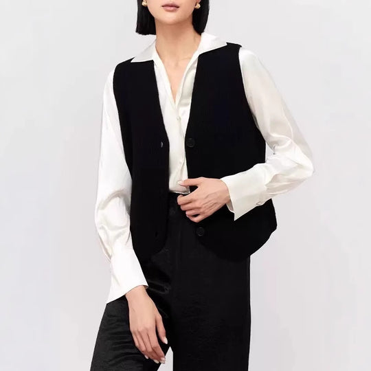 Damen Strickweste mit feiner Rippenstruktur und nachhaltiger Baumwolle Heidi-Mode