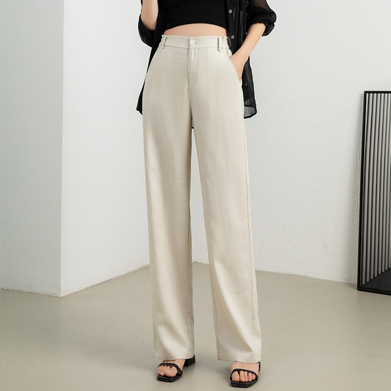 Damen elegante Leinenhose mit weitem Schnitt und praktischen Taschen Heidi-Mode