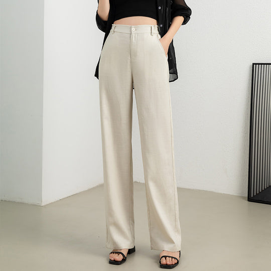 Damen elegante Leinenhose mit weitem Schnitt und praktischen Taschen Heidi-Mode