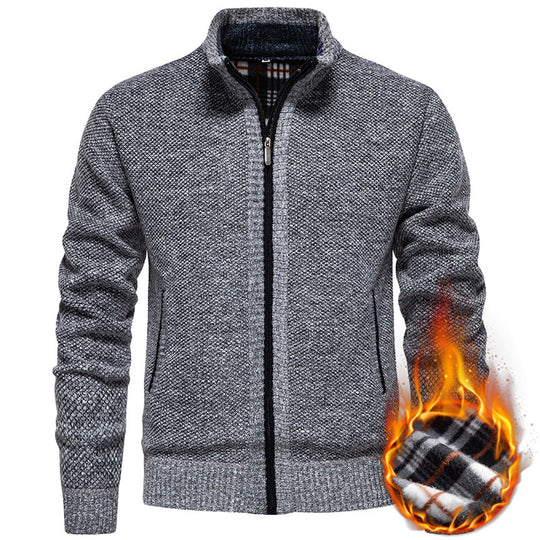 Herren Strickjacke mit hohem Kragen und praktischem Reißverschluss Heidi-Mode