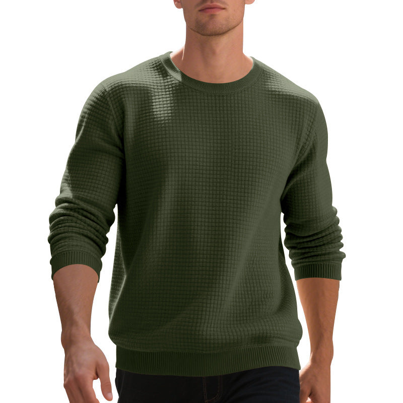 Herren warmer Pullover mit strukturiertem Gewebe und Rundhalsausschnitt Heidi-Mode