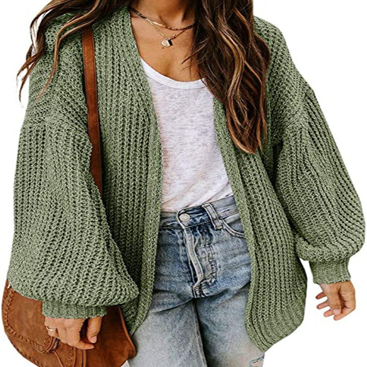 Damen Oversized Strickpullover mit Ballonärmeln und Strukturdesign Heidi-Mode