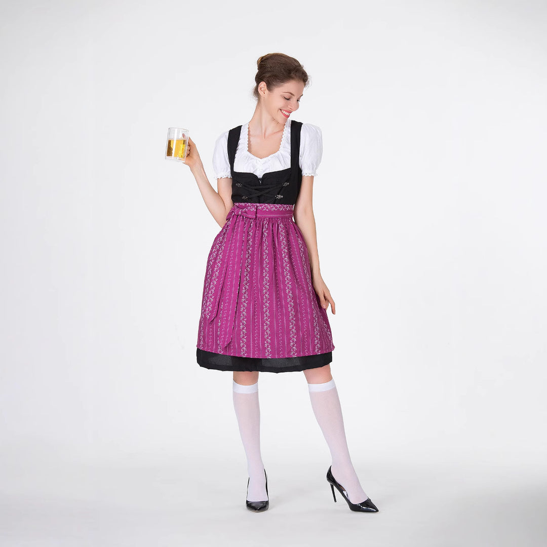 Damen Trachtenkleid mit eleganter Schürze und verspielten Rüschenkanten Heidi