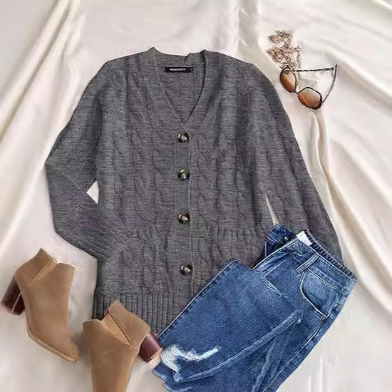 Damen klassischer Strickpullover mit Zopfdesign Heidi-Mode