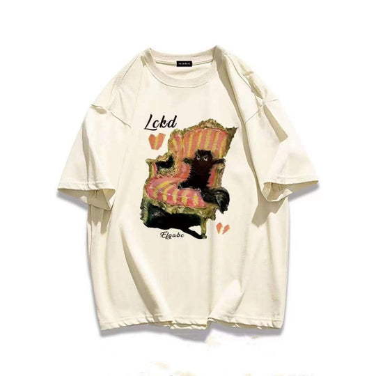 Damen Sweatshirt mit künstlerischem Katzenmotiv und lässigem Schnitt Heidi-Mode