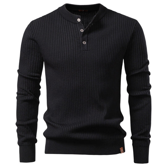 Herren Strickpullover mit feinem Rippenmuster und modischem Knopfdetail Heidi-Mode