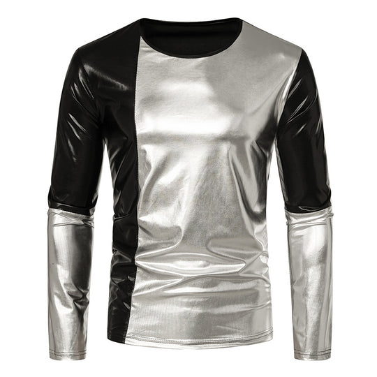 Herren Langarm T-Shirt mit glänzender Oberfläche Heidi-Mode