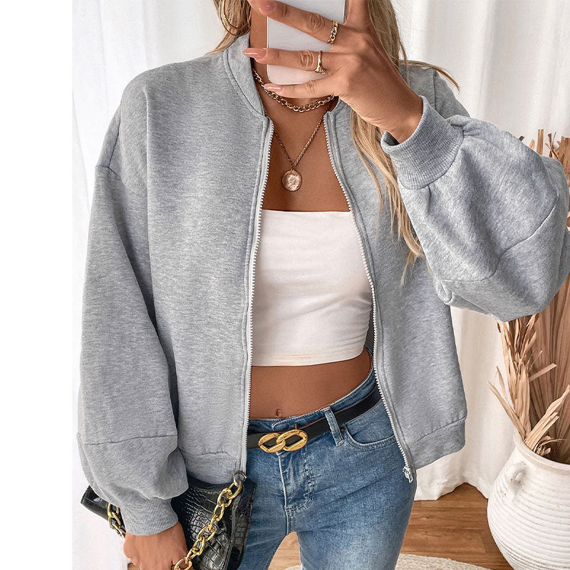 Damen lässige Sweatjacke mit voluminösen Ärmeln Heidi-Mode