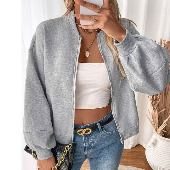 Damen lässige Sweatjacke mit voluminösen Ärmeln Heidi-Mode
