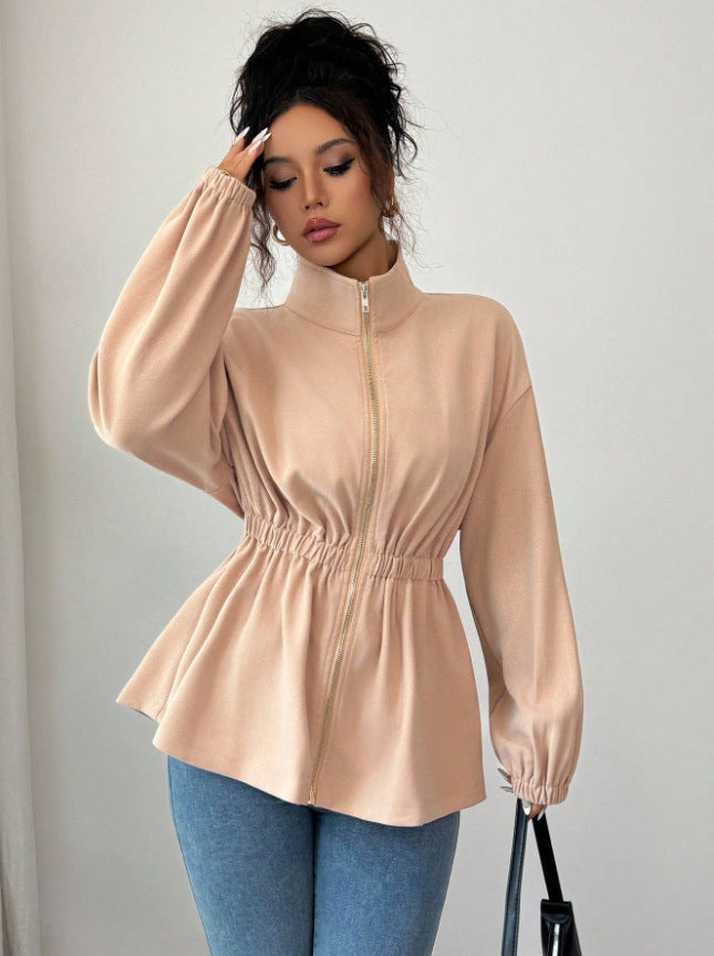 Damen Moderner Zip-Hoodie mit Taillierung Heidi-Mode