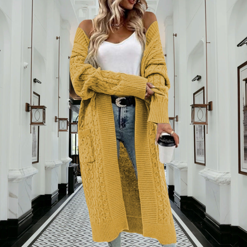 Damen Strickmantel mit Kabelmuster Heidi-Mode