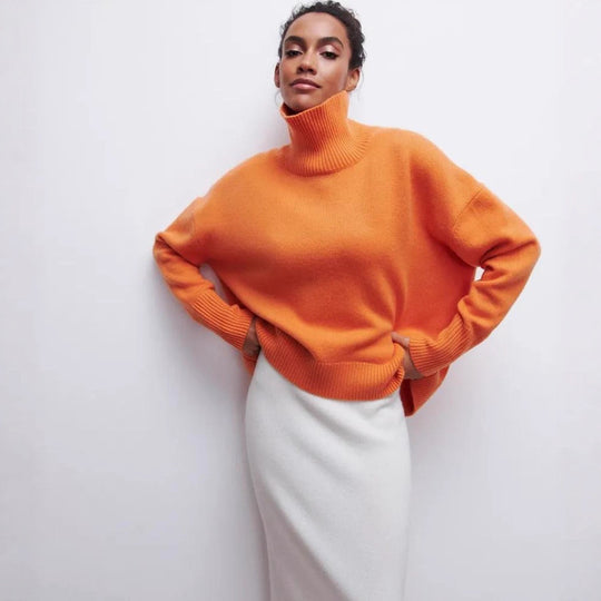 Damen Oversized Rollkragenpullover aus weichem Strick Heidi-Mode