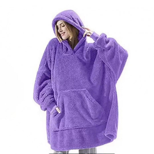Damen Kuschelige Oversize-Hoodiejacke aus Fleece mit Kängurutasche Heidi-Mode