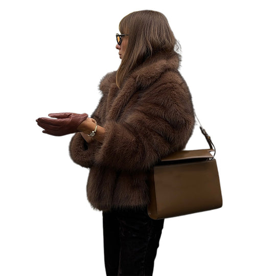 Damen Kunstfelljacke mit voluminösem Schnitt und elegantem Design Heidi-Mode