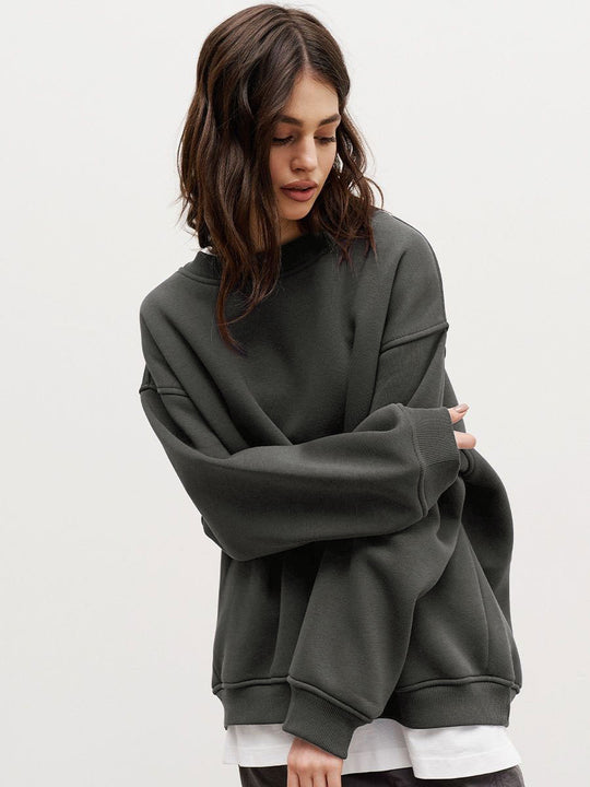Damen Oversized Sweatshirt im lässigen Stil mit übergroßen Ärmeln und elastischen Bündchen Heidi-Mode