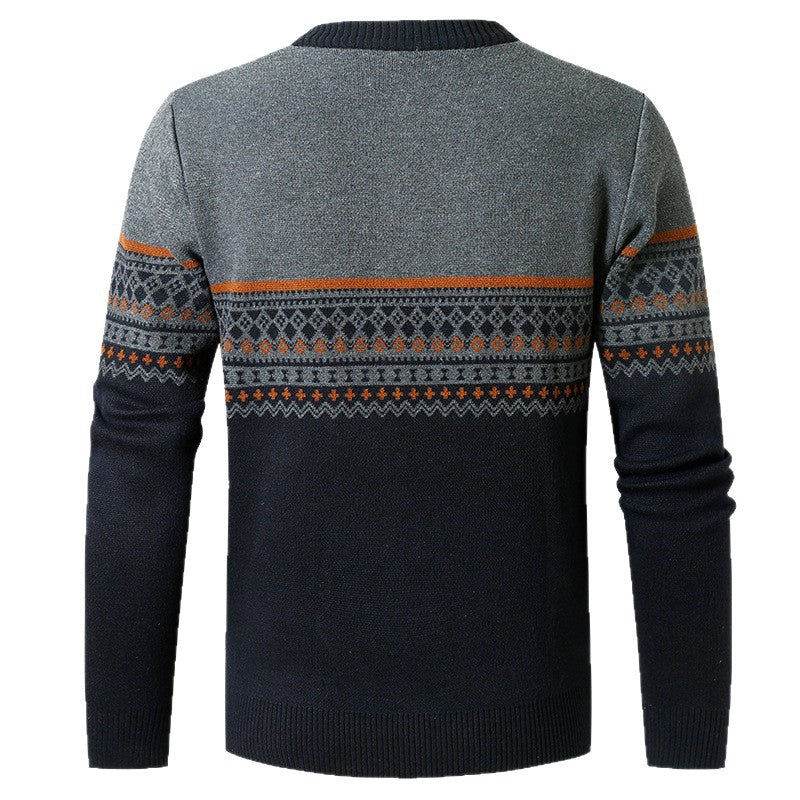 Herren Pullover mit modernem Reißverschluss und geometrischem Muster Heidi-Mode