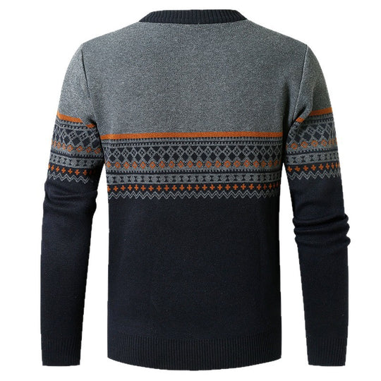 Herren Pullover mit modernem Reißverschluss und geometrischem Muster Heidi-Mode