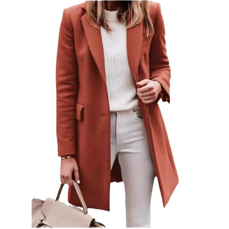 Damen eleganter, taillierter Mantel aus hochwertigem Stoff Heidi-Mode