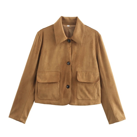 Damen modische Kurzjacke mit praktischen aufgesetzten Taschen Heidi-Mode
