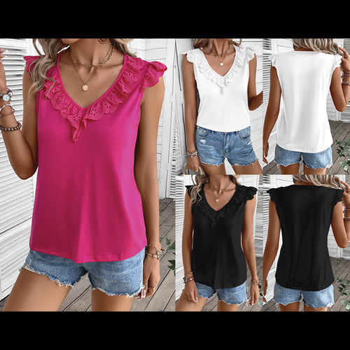 Damen ärmelloses Top mit Spitzenbesatz Heidi-Mode