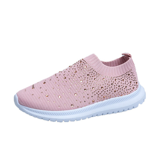 Damen Sportliche Slip-On Sneakers mit funkelndem Strassdesign Heidi-Mode