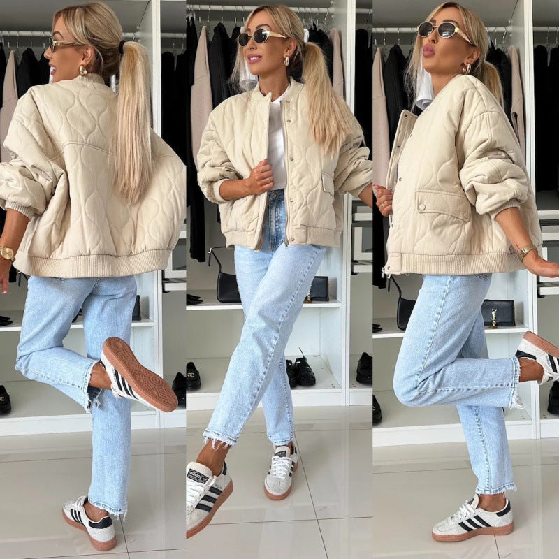 Damen gesteppte oversized Bomberjacke Heidi-Mode